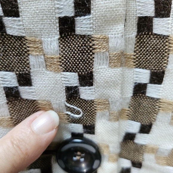 Worthington Vintage Cream Browns Houndstooth Tailored Mini Trench Coat Size 10 - Picture 8 of 9